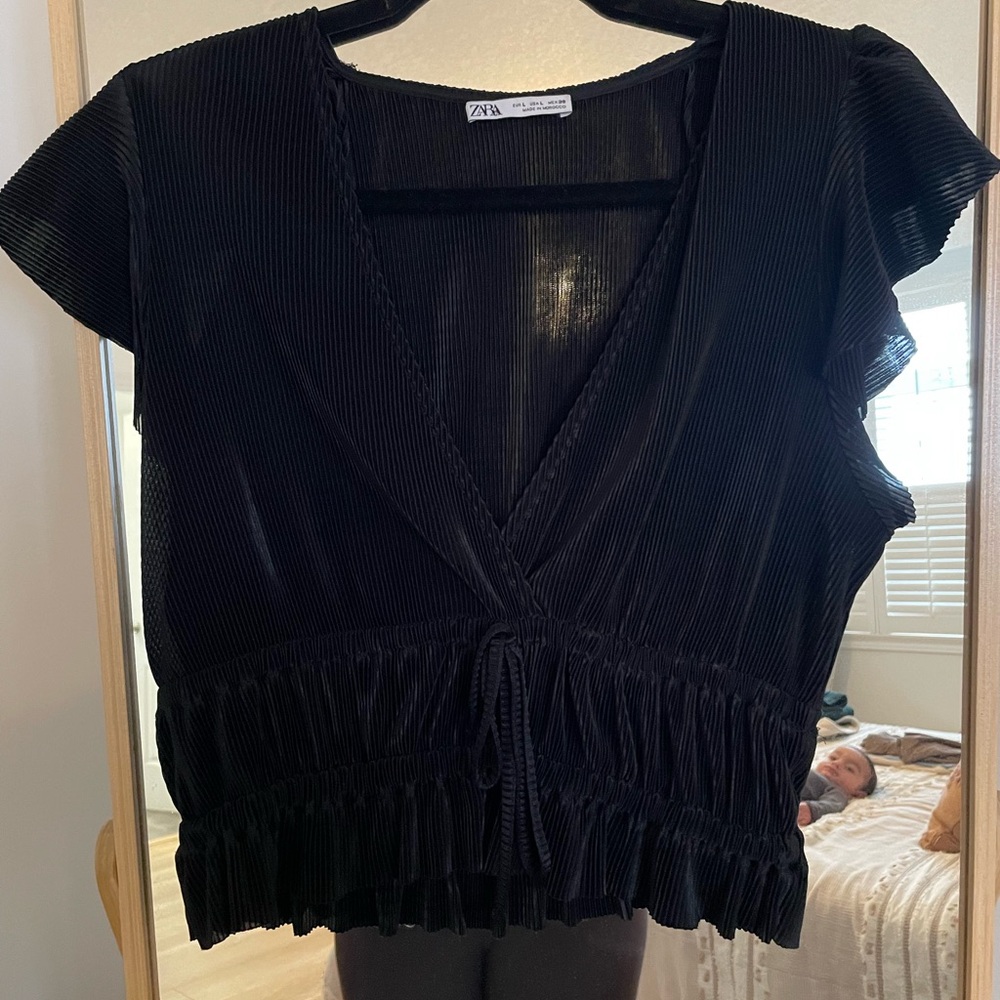 Zara Black Textured Blouse